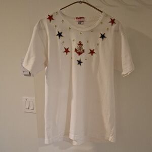 Women's 90's/Vintage Single-stitch Nautical Embroidered T-shirt (Size M)